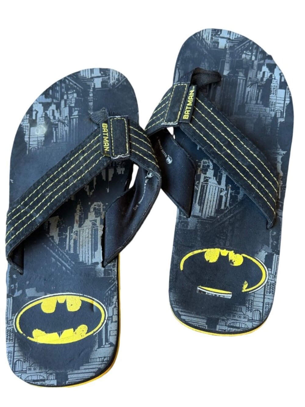 TM & DC Comics Batman Theme Slip-on Flip-Flops Women's Adult Size 9.5/10 (READ)